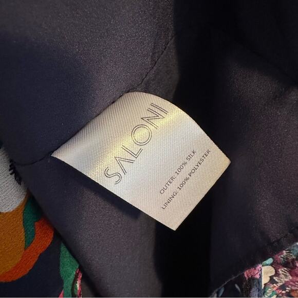 Saloni Red Blue Printed Silk Button Front Mini Dress 4 - Picture 16 of 16